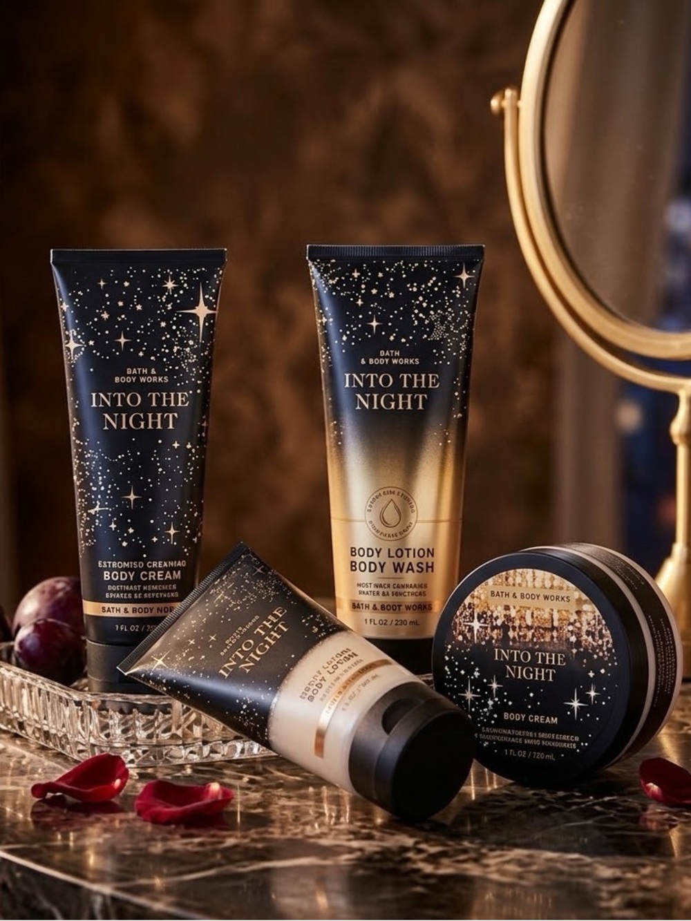 NWT Bath & Body Works INTO THE NIGHT 4-Piece Luxury Body Care Bundle